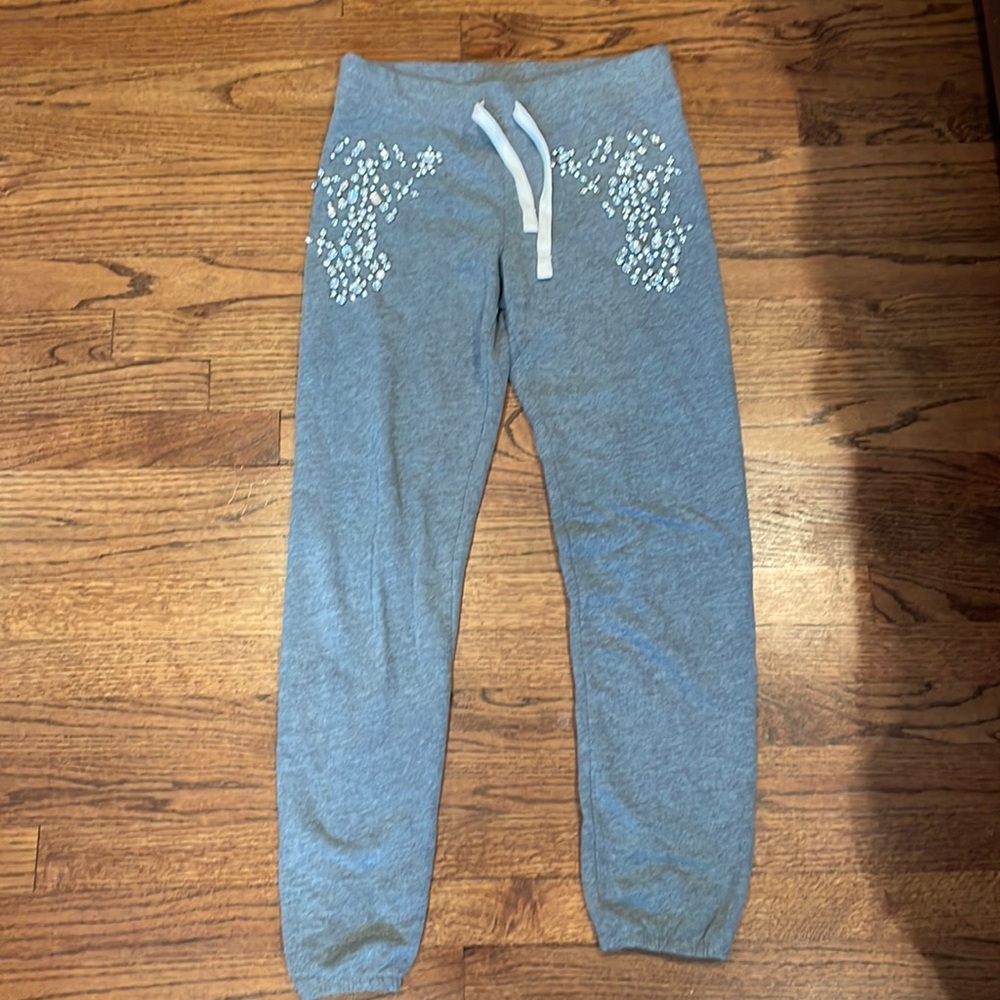 Express gemstone rhinestone embellished joggers sweatpants gray size xs